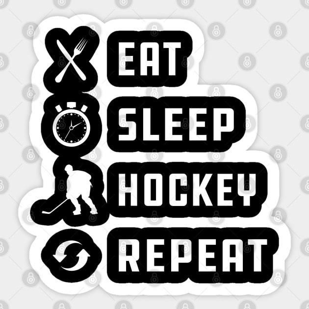 Ice Hockey - Eat Sleep Hockey Repeat Sticker by KC Happy Shop